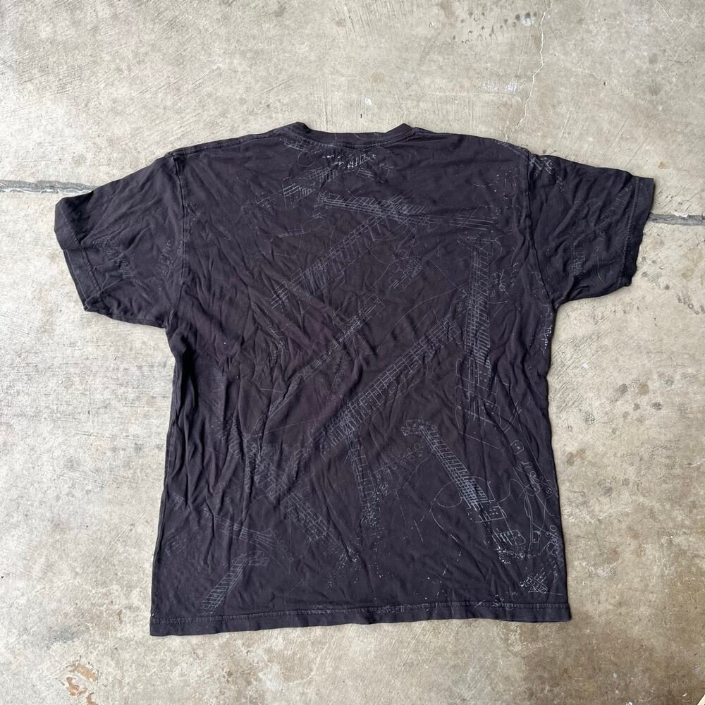 VINTAGE BLACK AOP GUITAR T-SHIRT XL 90S